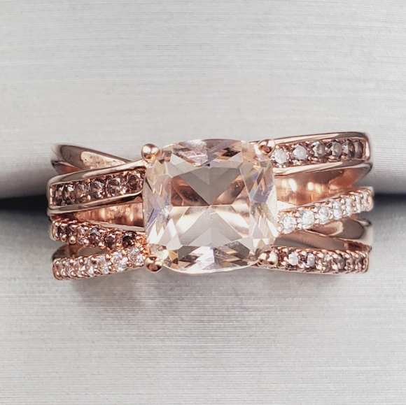 Morganite - Chocolate & Vanilla Diamond Ring - Picture 1 of 7